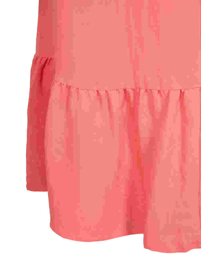 Viscose jurk met korte mouwen en v-hals, Deep Sea Coral, Packshot image number 3