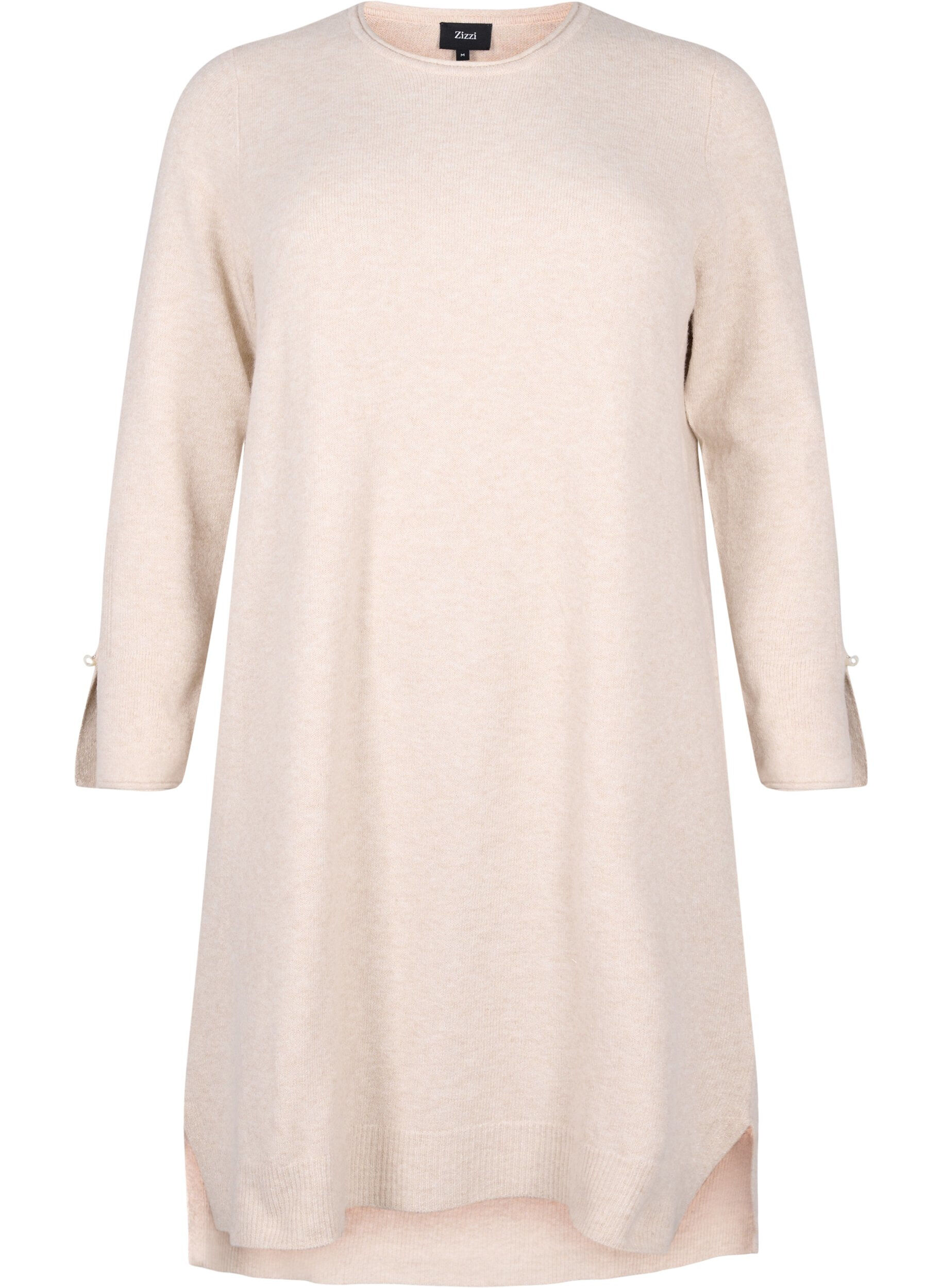 Zizzi Robe en tricot avec fente aux manches, Pumice Stone Mel., Packshot image number 0