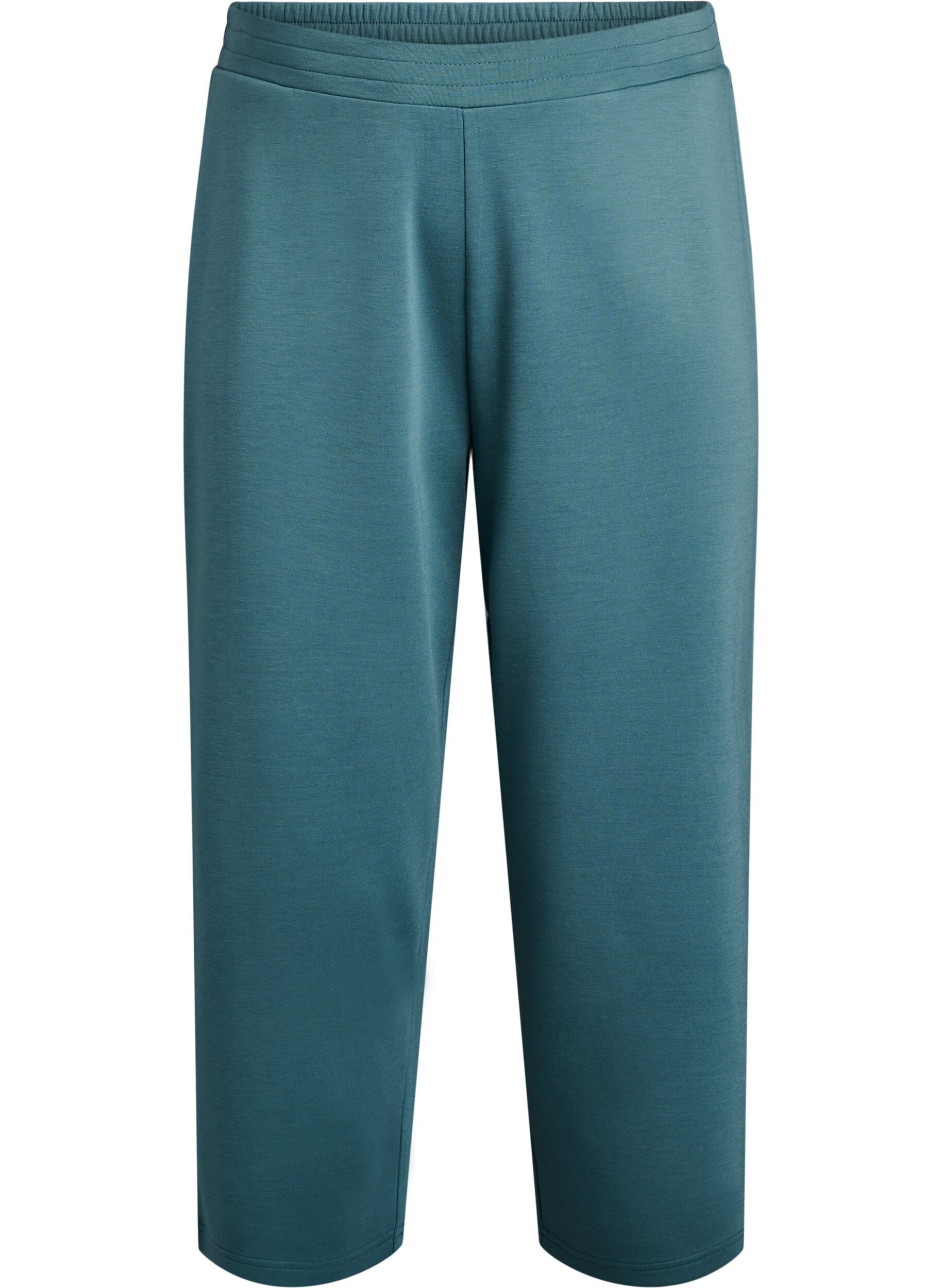 Zizzi Pantalon 7/8 en m&eacute;lange de modal avec poches, Vert, Packshot image number 0