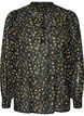 Blouse avec imprim&eacute; int&eacute;gral et patte de boutonnage courte, Noir, Packshot image number 0