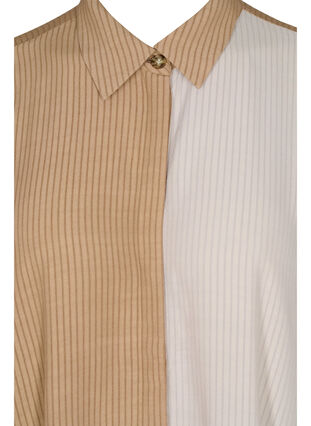 Viscose blouse jurk met 3/4 mouwen en color-block, Praline, Packshot image number 2