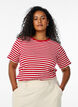 Gestreept T-shirt met geribbelde textuur, Rood, Model image number 0