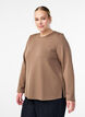 Blouse en jersey avec col rond, Marron, Model image number 0