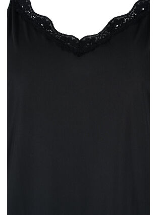 Pyjama jurk met kanten details, Black, Packshot image number 2