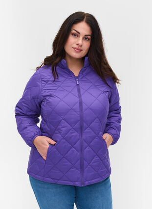 Veste légère matelassée avec fermeture éclair et poches, Ultra Violet, Model image number 0