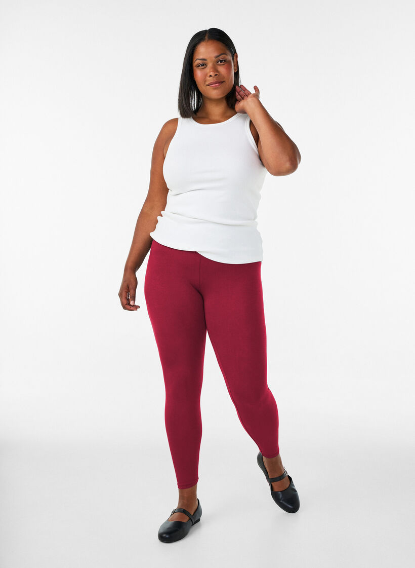 Leggings basiques en viscose, Rouge, Model image number 1