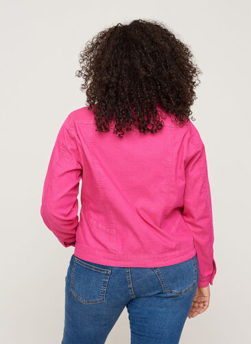 Veste en jean courte et colorée, Fuchsia Purple, Model image number 1