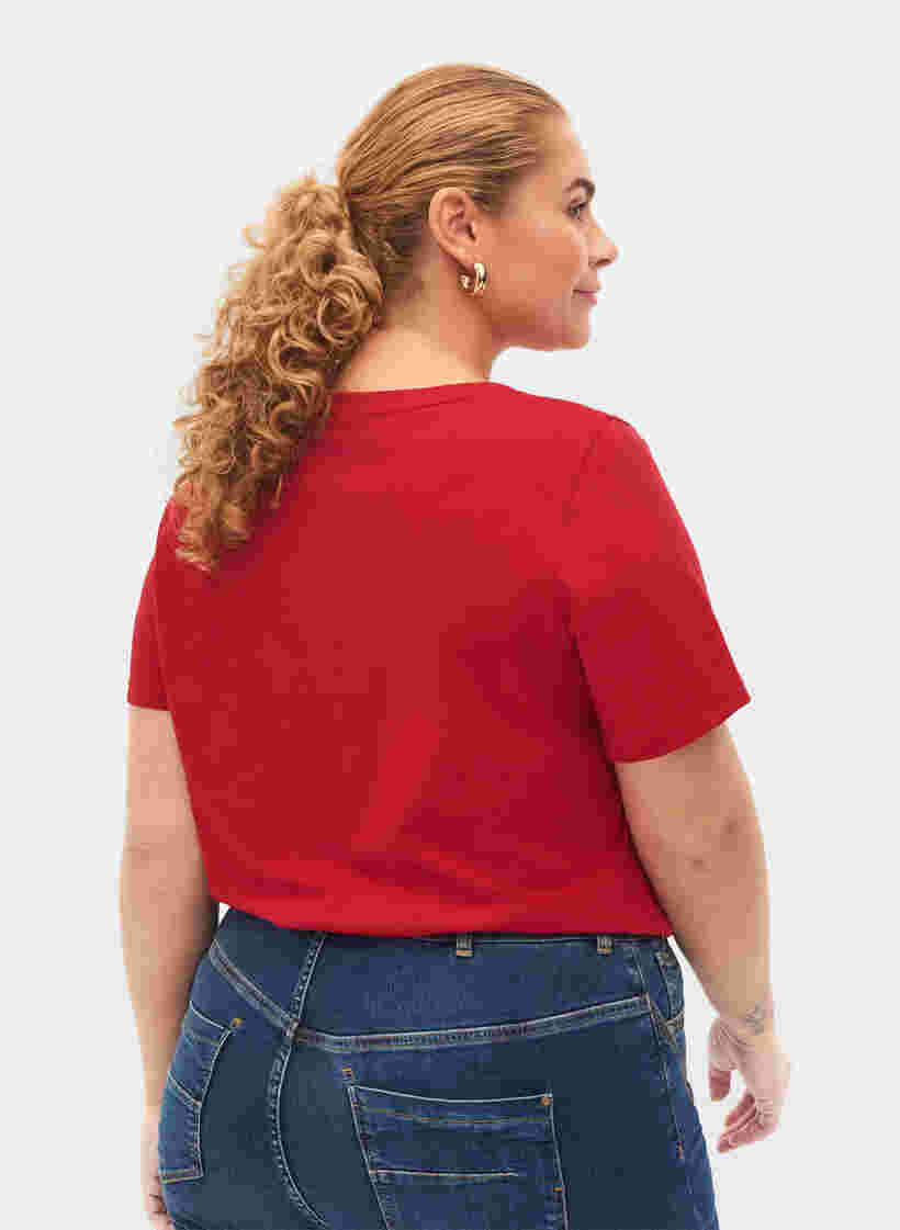 T-shirt basiques 2-pack en coton, Tango Red/Black, Model image number 1