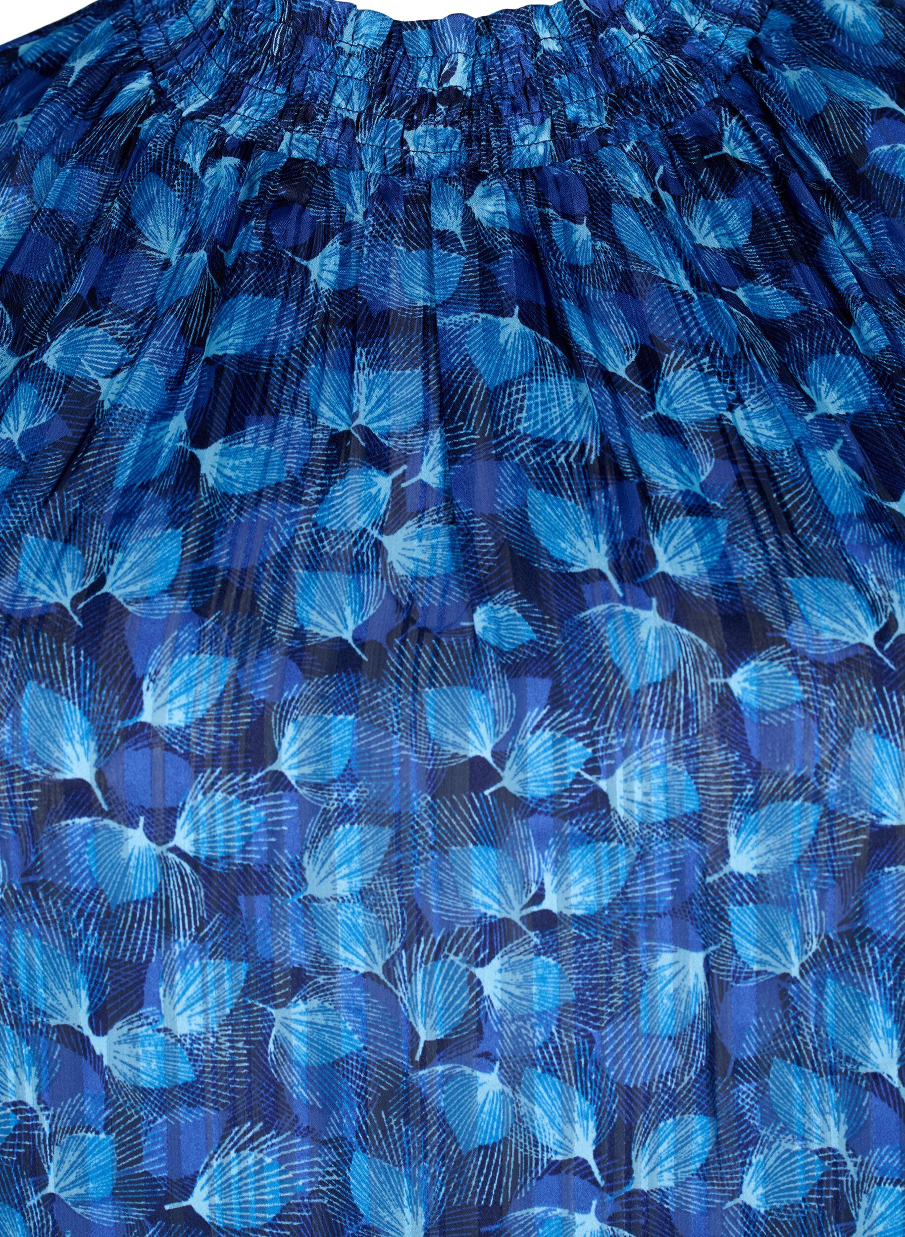 Zizzi Smock-blouse met korte mouwen en print, Navy Blazer Leaf AOP, Packshot image number 2