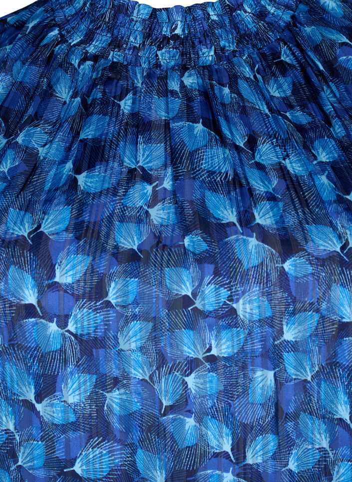  Smock-blouse met korte mouwen en print, Navy Blazer Leaf AOP, Packshot image number 2