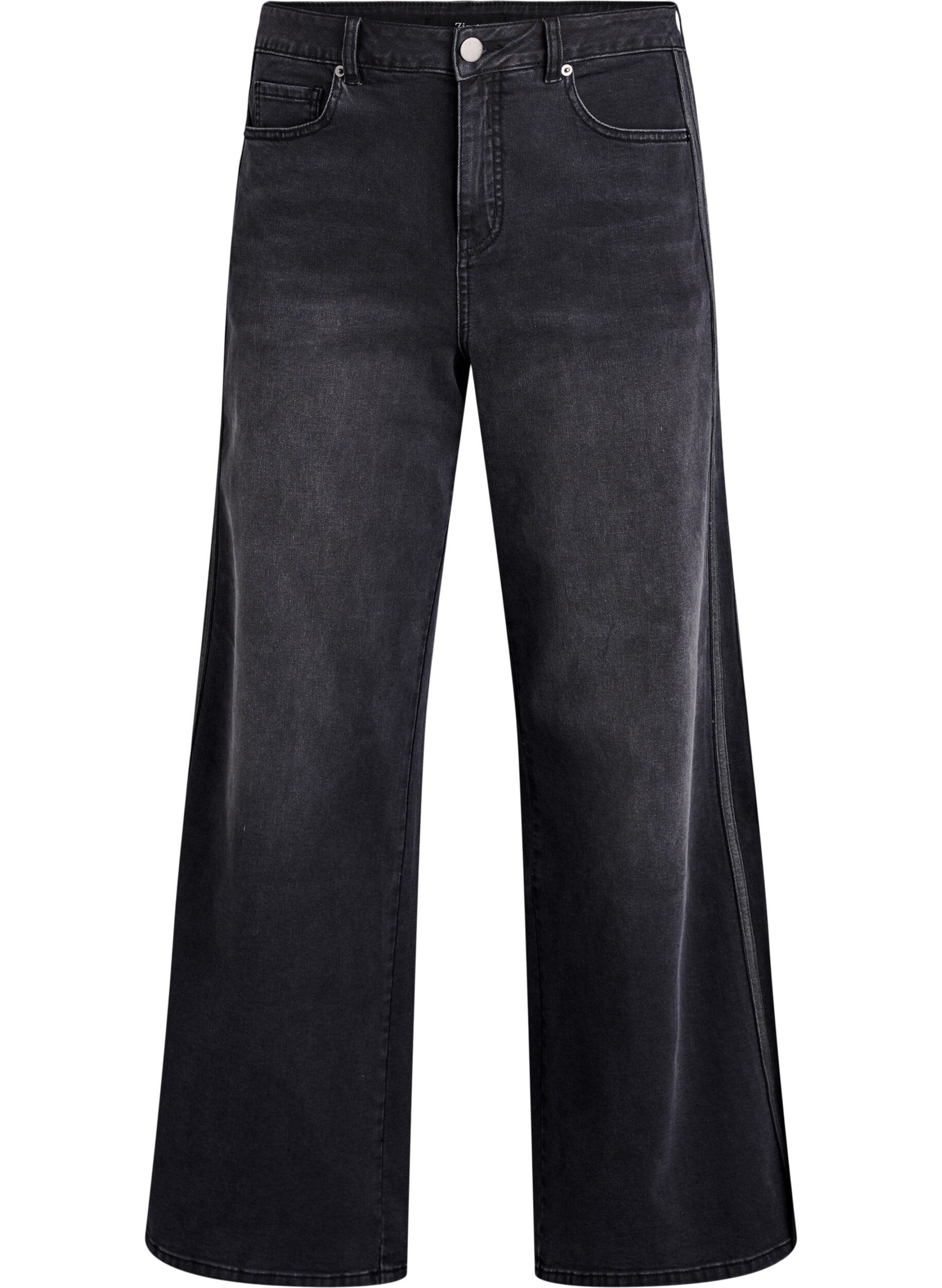 Wide fit jeans met verticale denimdetails