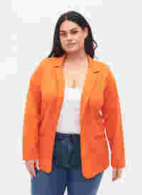 Basic blazer met knoop en sierzakken, Mandarin Orange, Model