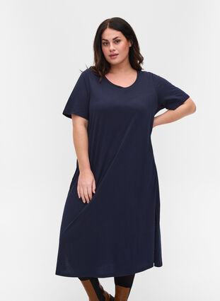 Katoenen t-shirt jurk met 2/4 mouwen, Night Sky, Model image number 0
