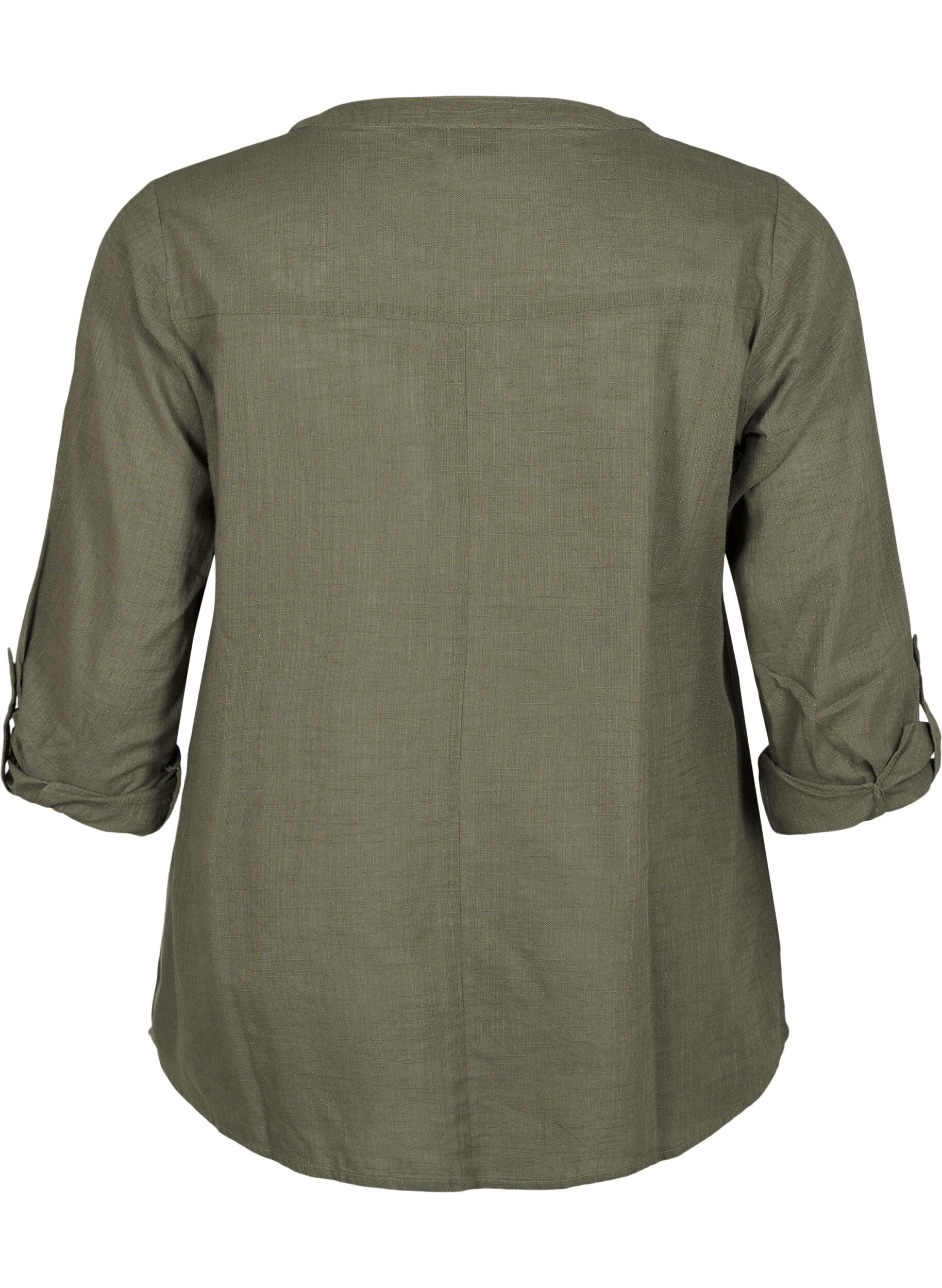 ZizziKatoenen blouse met een V-hals, Groen, Packshot image number 1