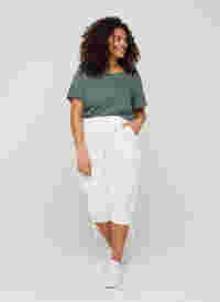 Losse cropped broek van katoen, Bright White, Model