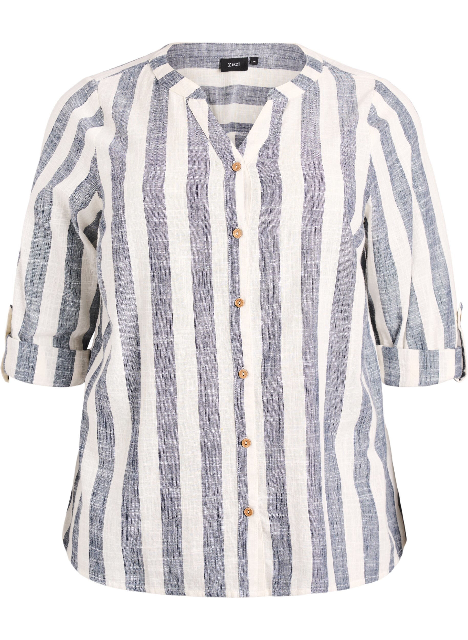 ZizziKatoenen blouse met V-hals, Blauw, Packshot image number 0