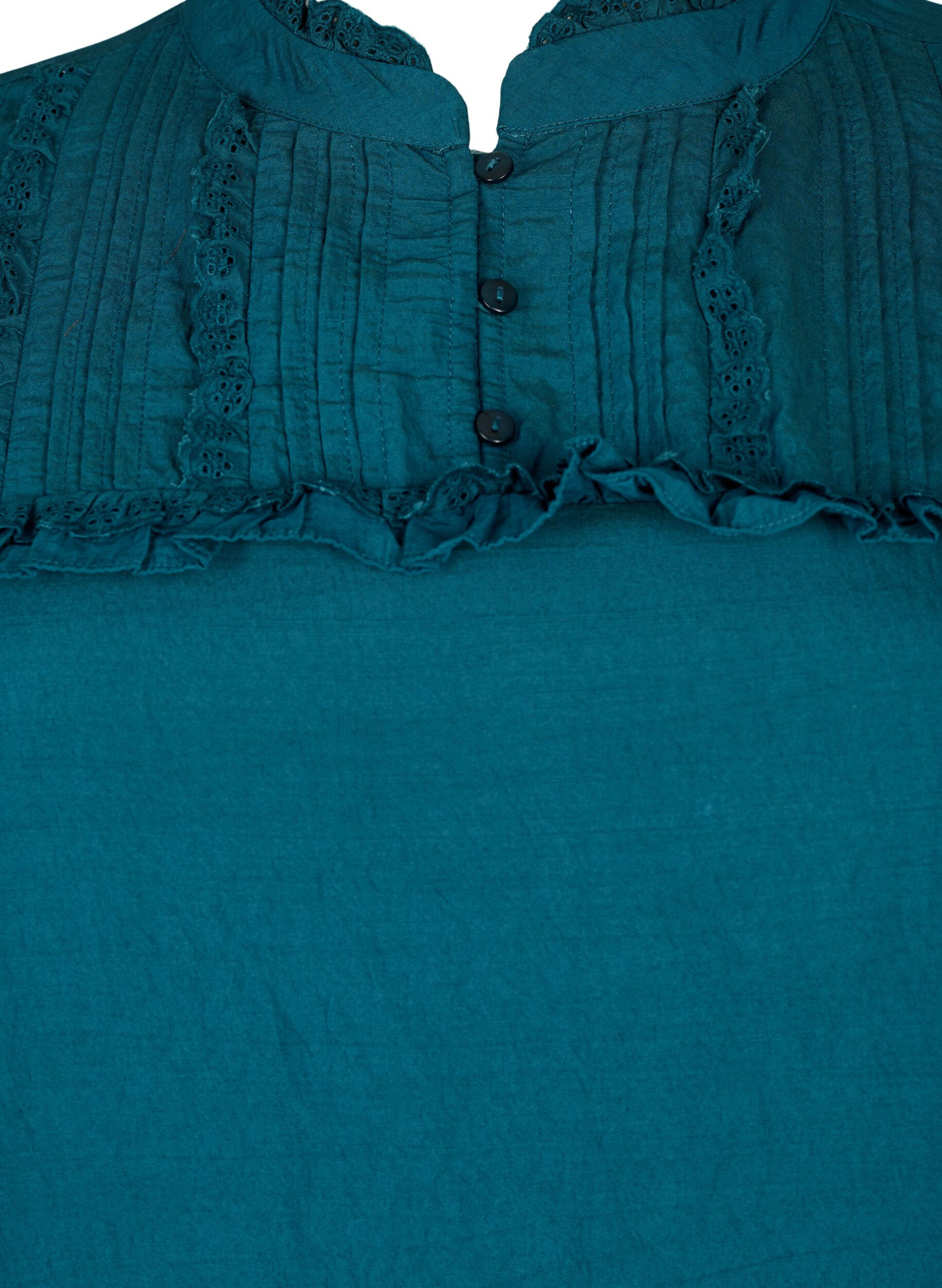 ZizziViscose jurk met Engels borduurwerk en ruches, Reflecting Pond, Packshot image number 2