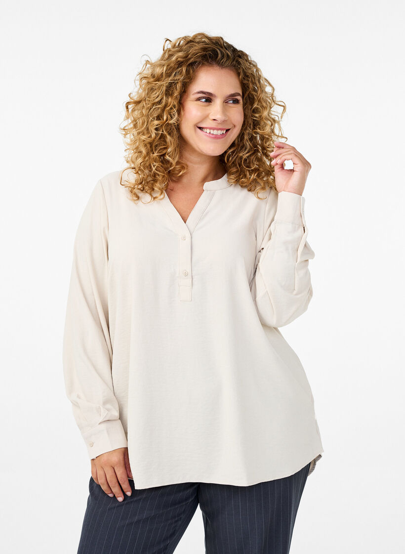 FLASH - Blouse met lange mouwen, Beige, Model image number 0