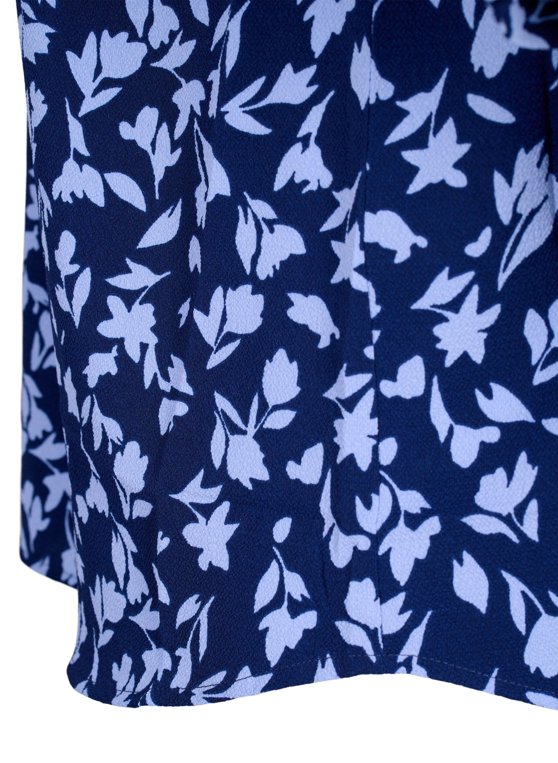 ZizziGebloemde blouse met 3/4 mouwen, M. Blue Flower AOP, Packshot image number 3