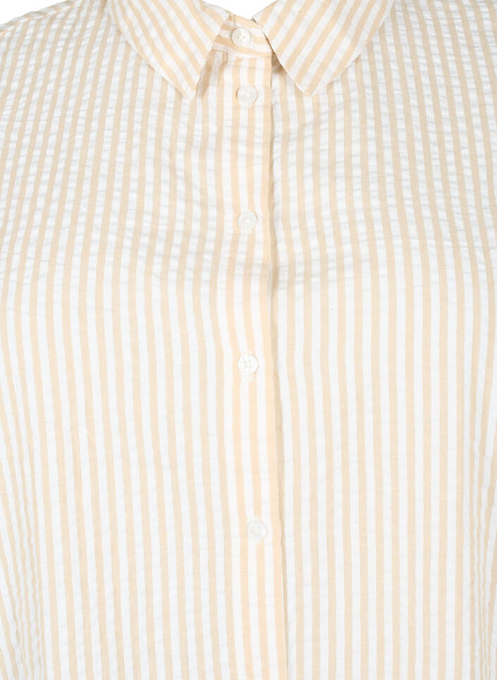 Chemise longue à rayures en coton, White/Natrual Stripe, Packshot image number 2