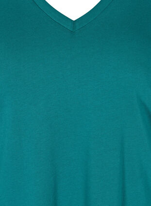 T-shirt en coton bio à col V, Pacific, Packshot image number 2