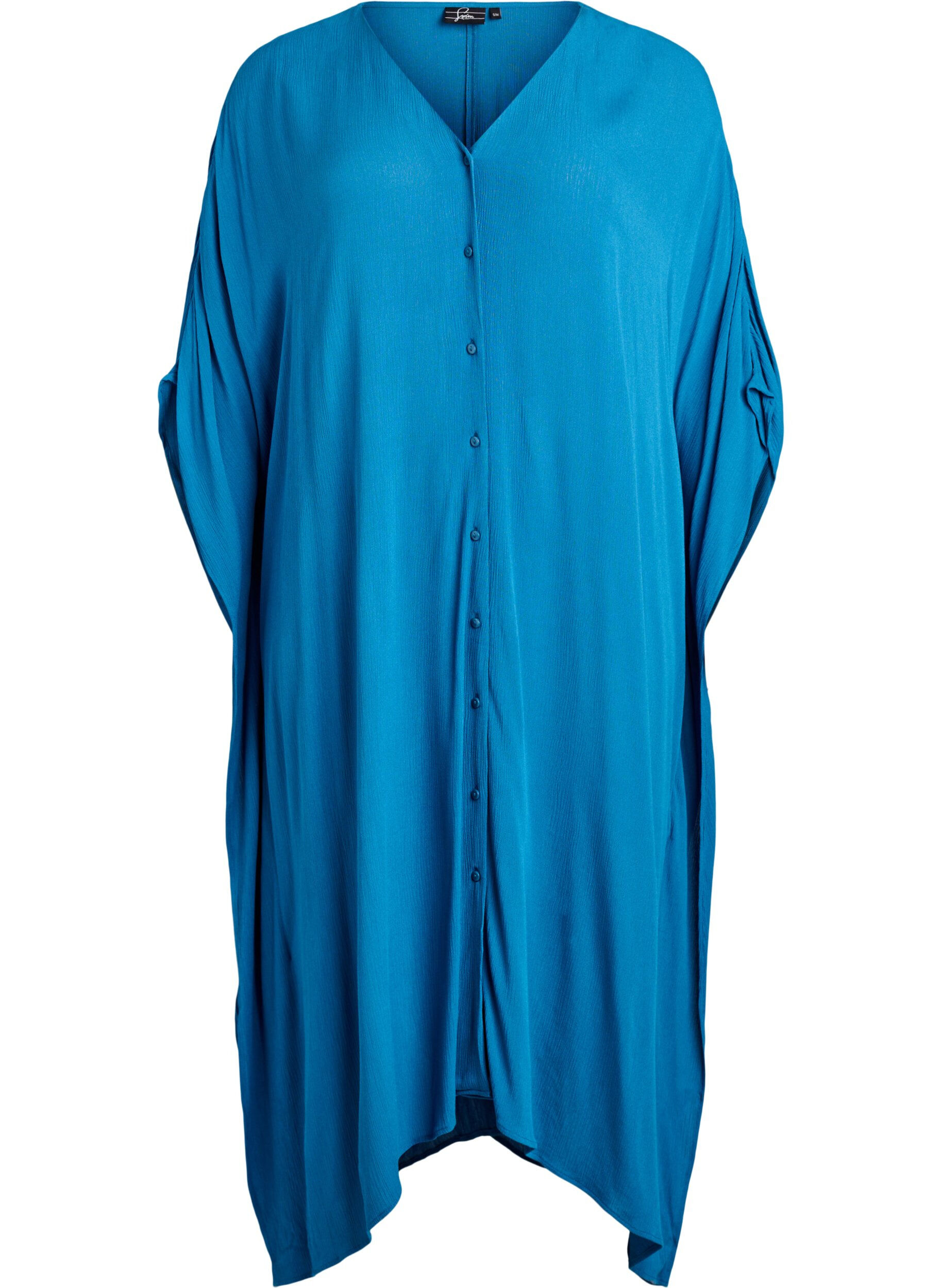 Zizzi Robes de plage Kaftan &agrave; boutons, Bleu, Packshot image number 0