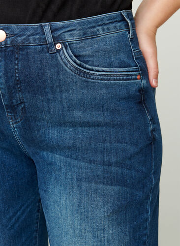 Gemma jeans met regular fit en hoge taille, Blue denim, Model image number 1