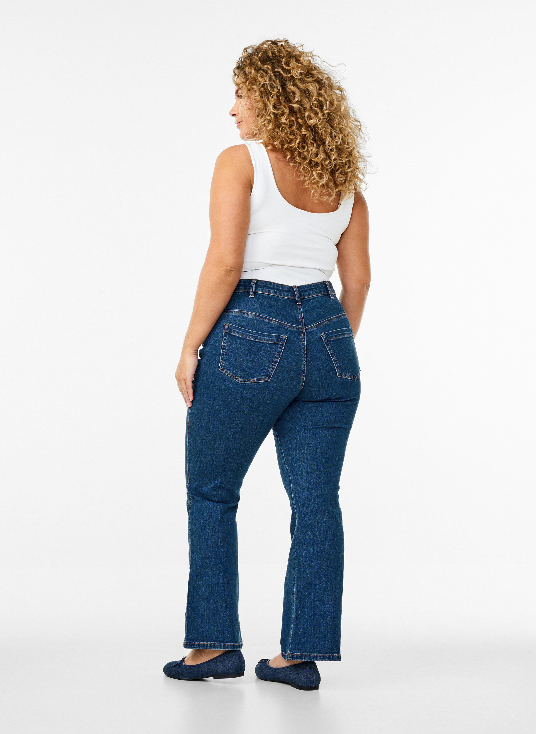 ZizziEllen bootcut jeans met hoge taille, Blauw, Model image number 1
