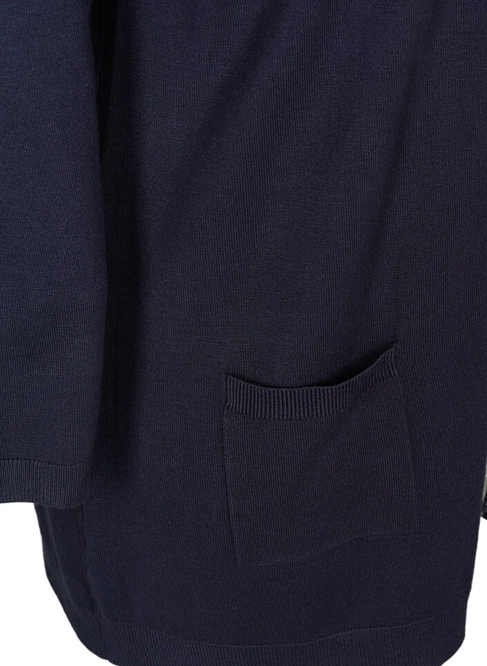 Lang gebreid vest in viscosemix, Blauw, Packshot image number 3
