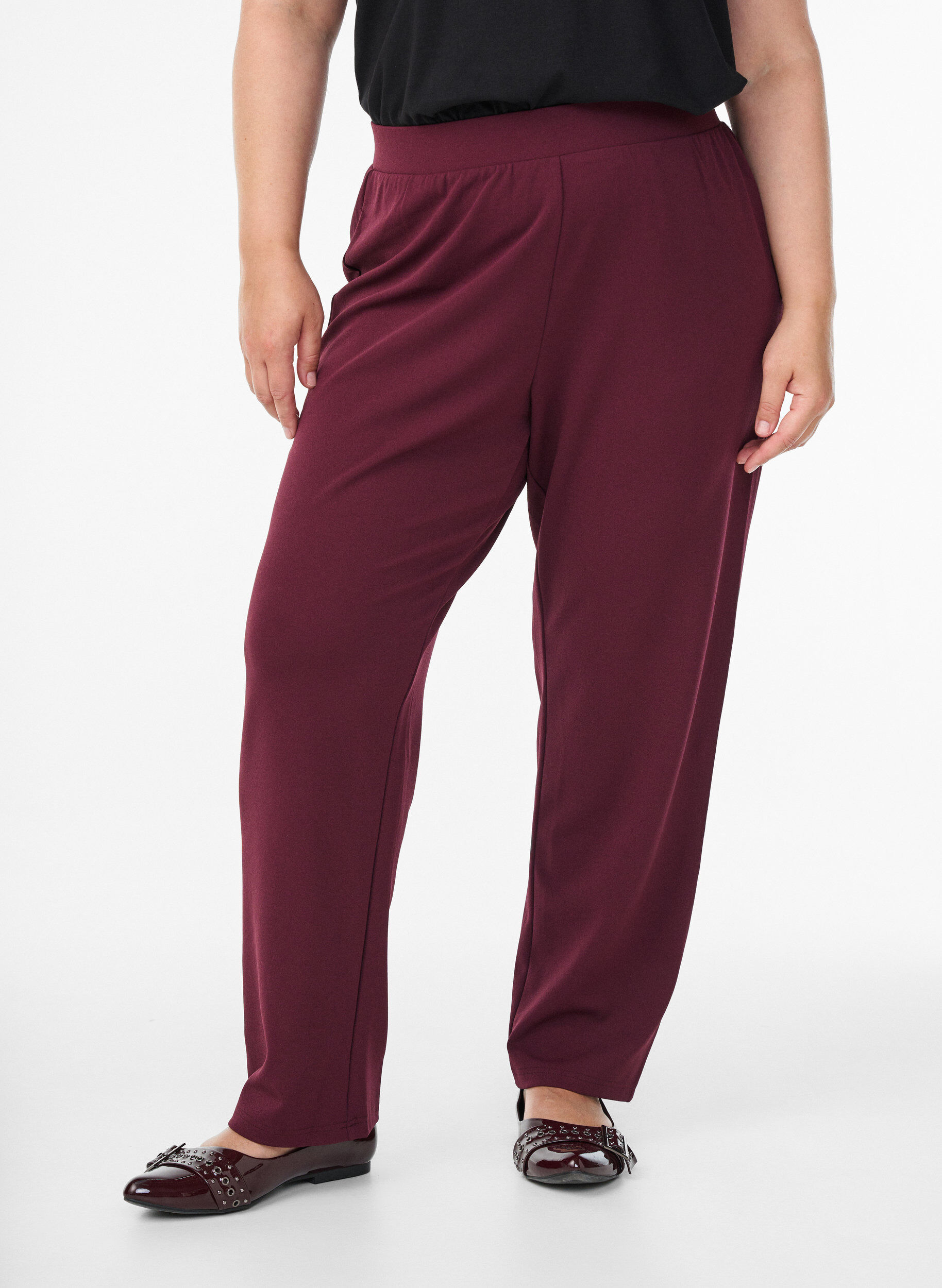Zizzi FLASH - Pantalon &agrave; coupe droite, Bordeaux, Model image number 2