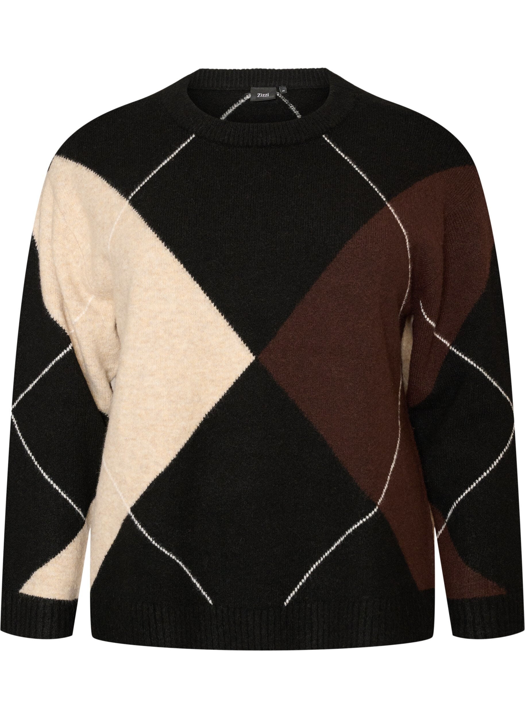 ZizziBreisel met harlekijnpatroon, Zwart, Packshot image number 0