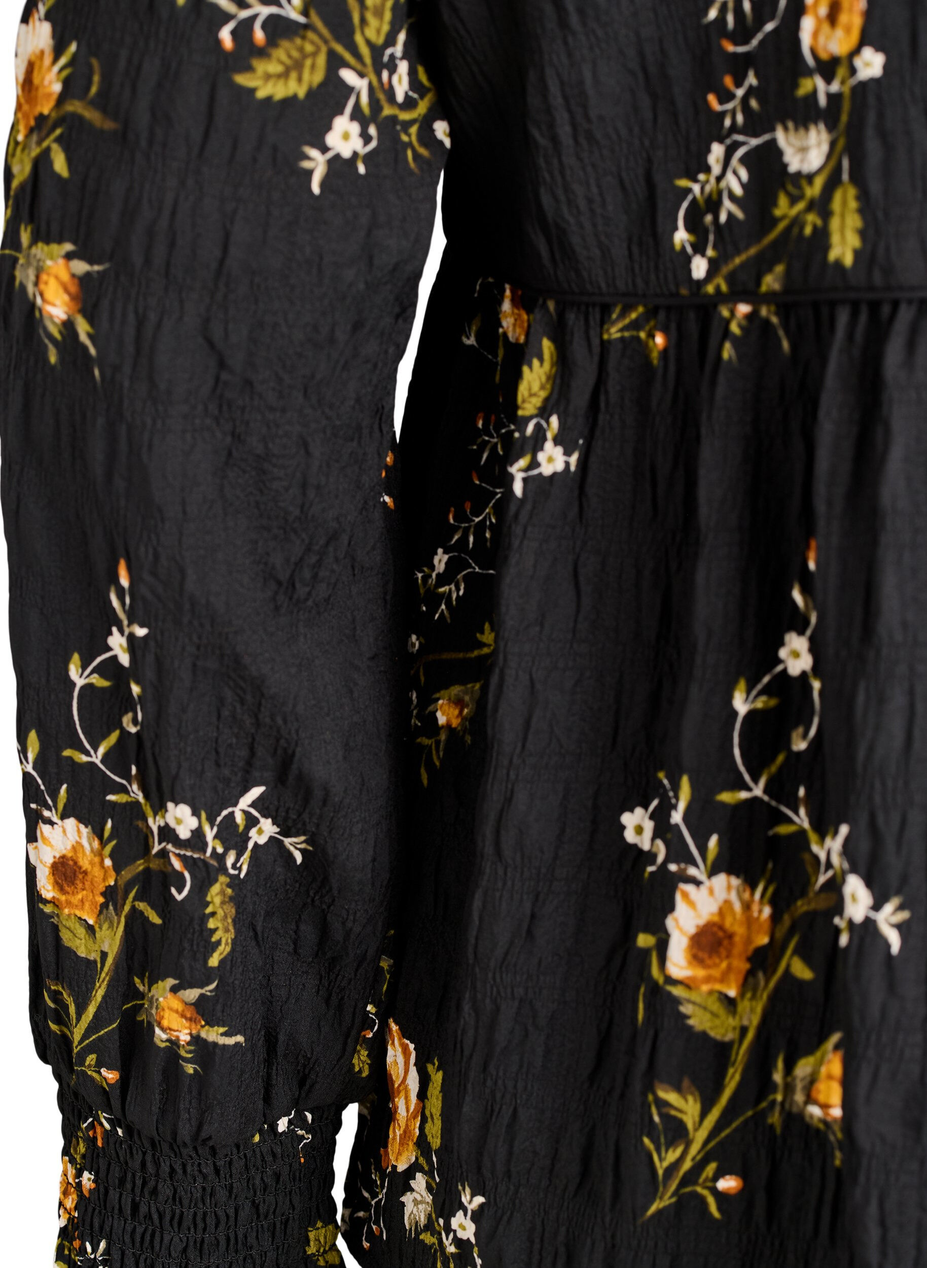 ZizziBlouse met lange mouwen en bloemenprint, Zwart, Packshot image number 3