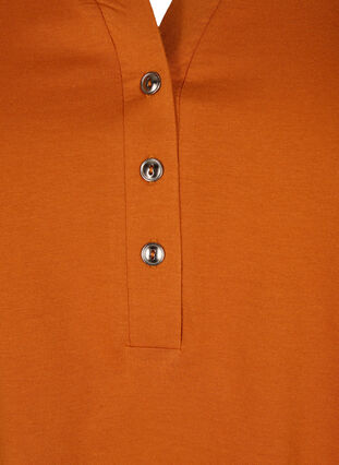 T-shirt en coton avec col en V et boutons, Autumnal, Packshot image number 2