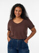 Basic t-shirt in effen kleur met katoen, Bruin, Model image number 0