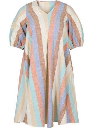 Robe en coton rayée avec forme en trapèze, Multi Stripe, Packshot image number 0