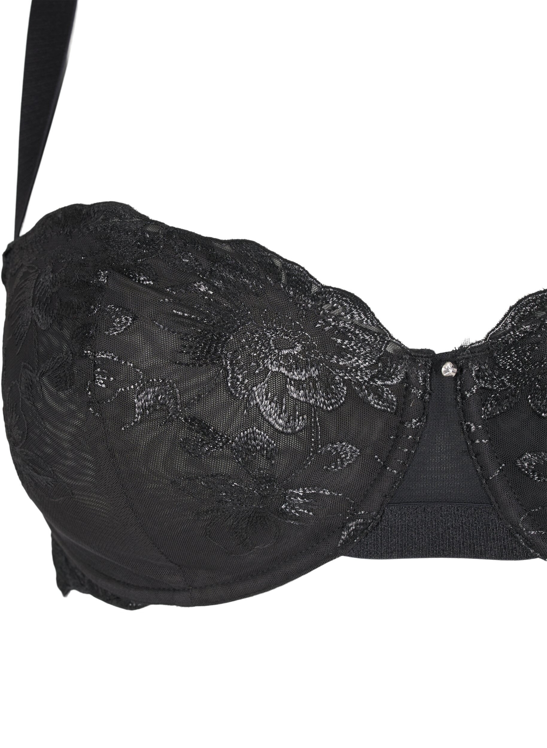 Zizzi Soutien-gorge balconnet &agrave; armatures et dentelle brod&eacute;e, Noir, Packshot image number 2