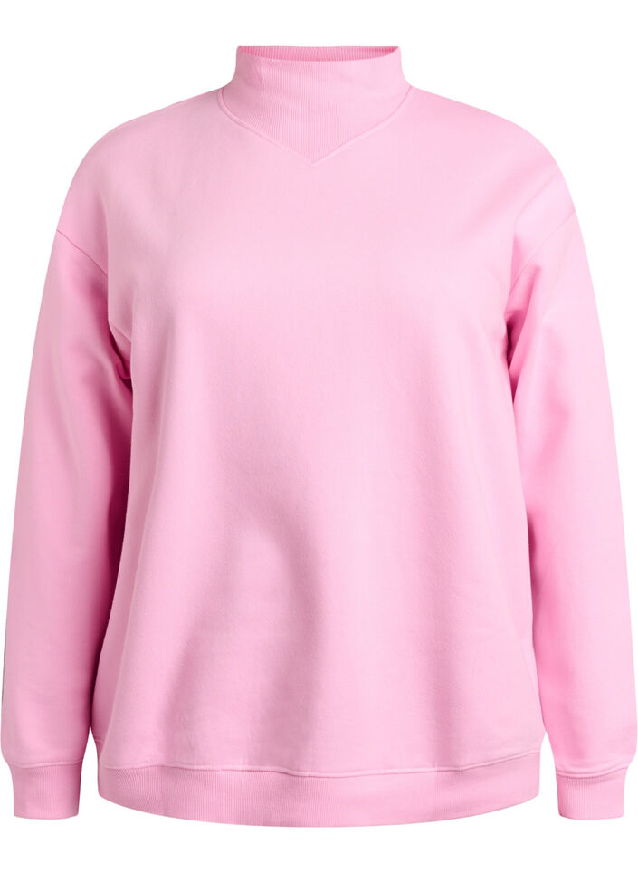 Sweatshirt met hoge kraag en lange mouwen, Roze, Packshot image number 0