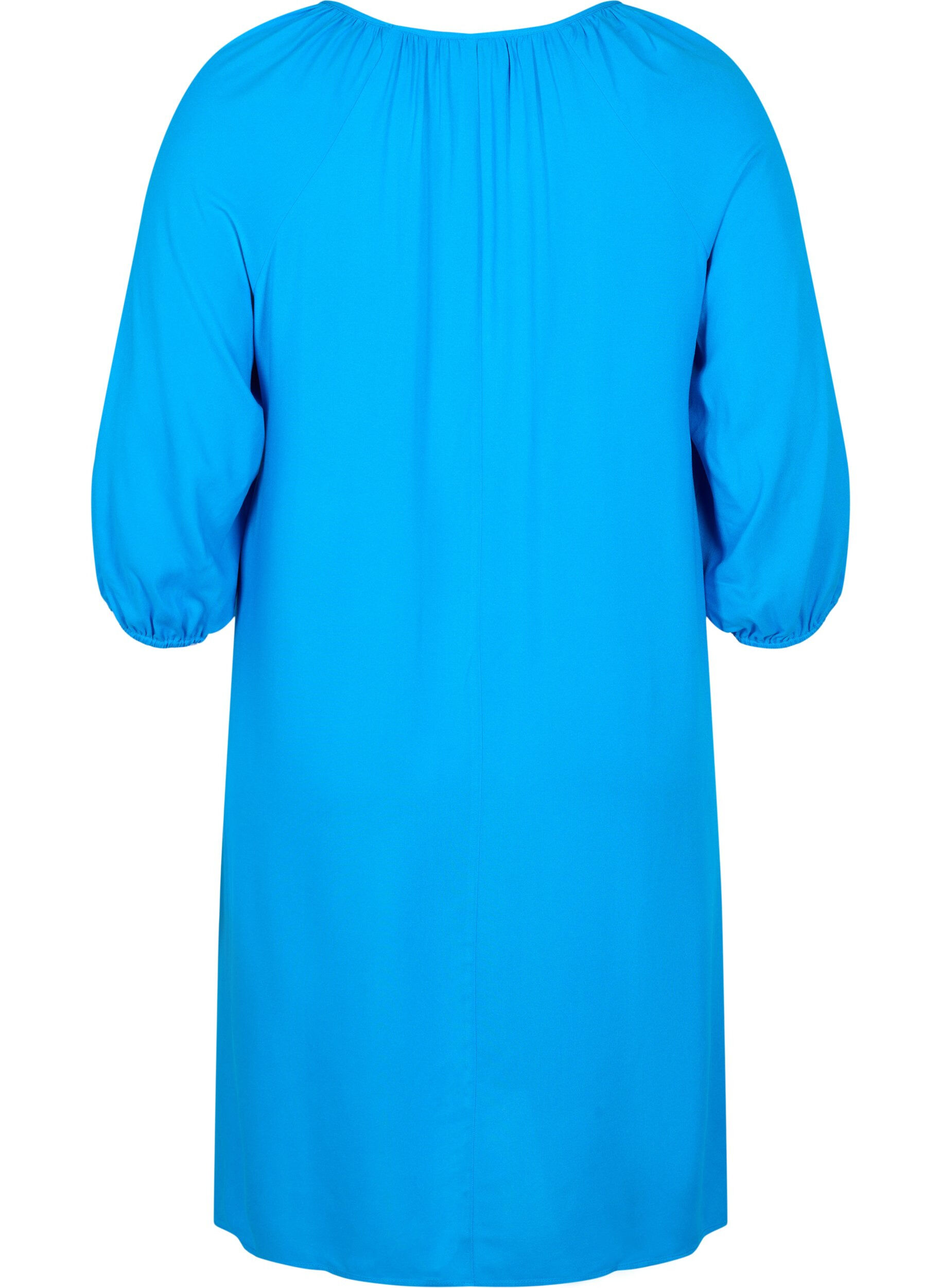 ZizziViscose jurk met v-hals , Indigo Bunting, Packshot image number 1