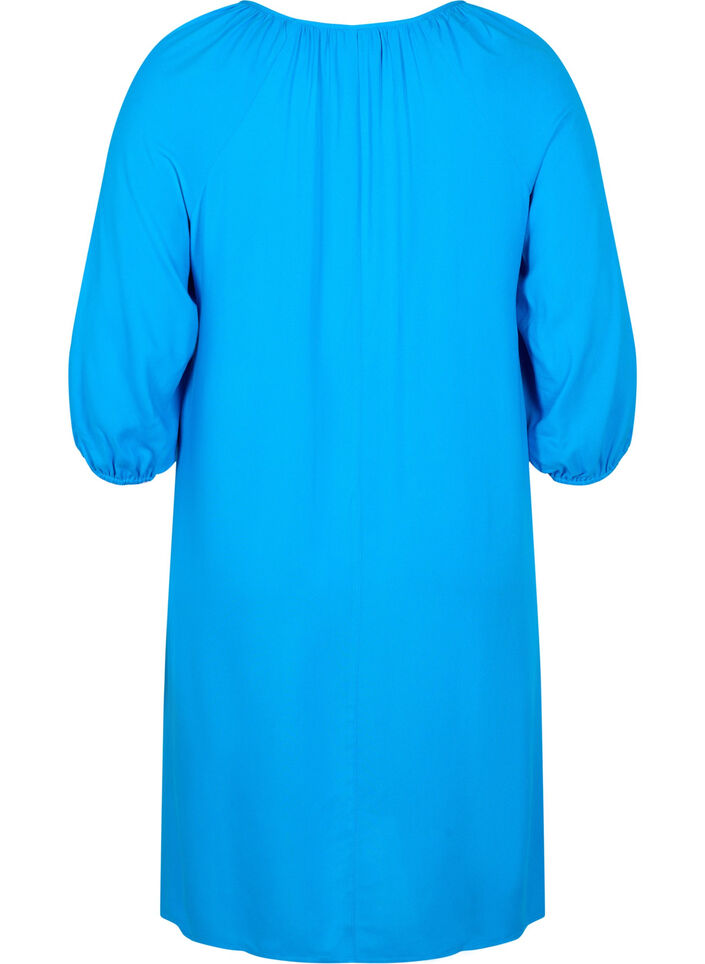 Viscose jurk met v-hals , Indigo Bunting, Packshot image number 1