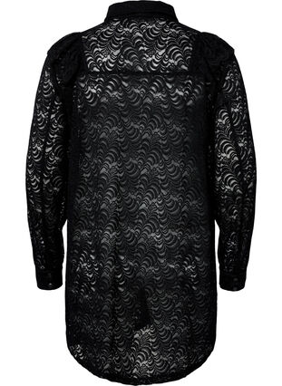 Robe chemise en dentelle avec froufrous, Black, Packshot image number 1