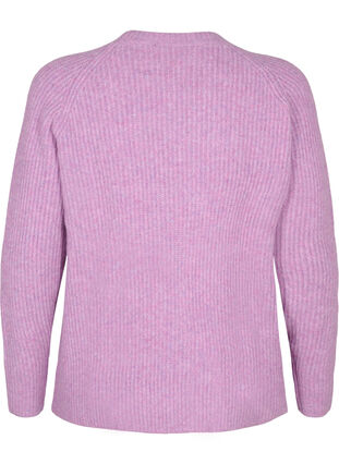 Gemêleerd gebreide trui met parelknopen, Purple Mel., Packshot image number 1