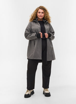 Softshell jas met afneembare capuchon, Medium Grey Melange, Model image number 3