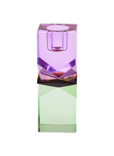 Bougeoir en verre de cristal, Violet/Mint Comb, Packshot image number 0
