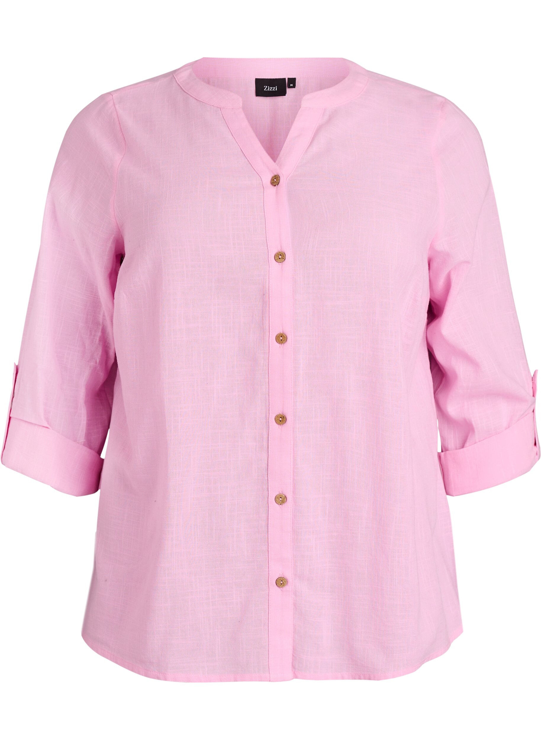 ZizziKatoenen blouse met V-hals, Roze, Packshot image number 0