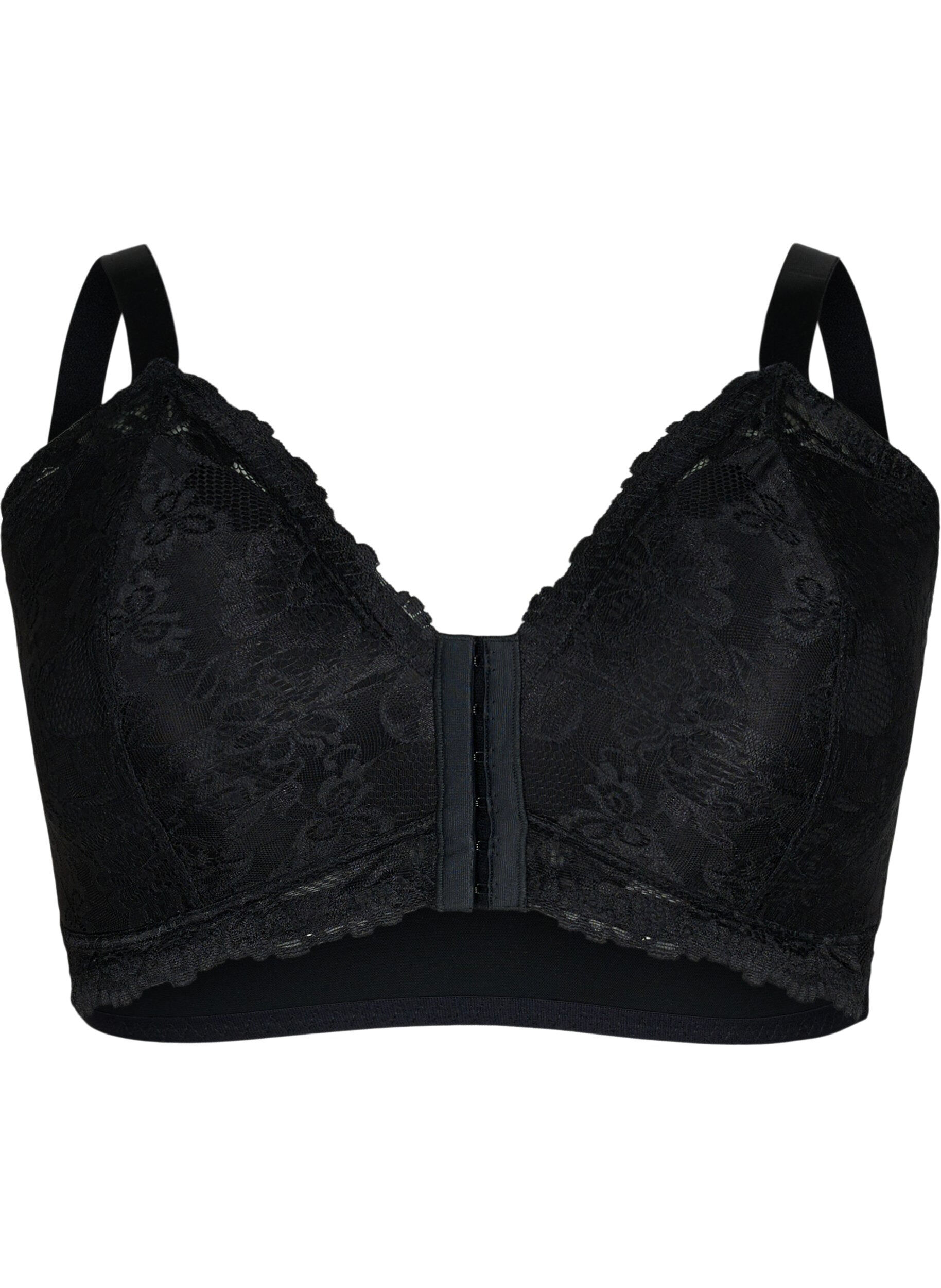 Zizzi Soutien-gorge en dentelle avec fermeture sur le devant, Black, Packshot image number 0