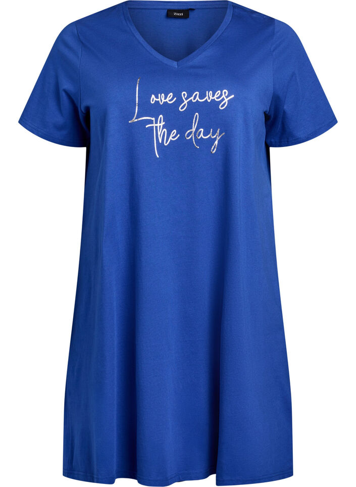 Nachtjapon van biologisch katoen met V-hals, , Packshot image number 0