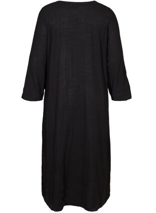 Robe maxi en coton manches longues , Black, Packshot image number 1
