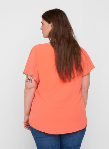 Blouse manches courtes, Living Coral, Model image number 1