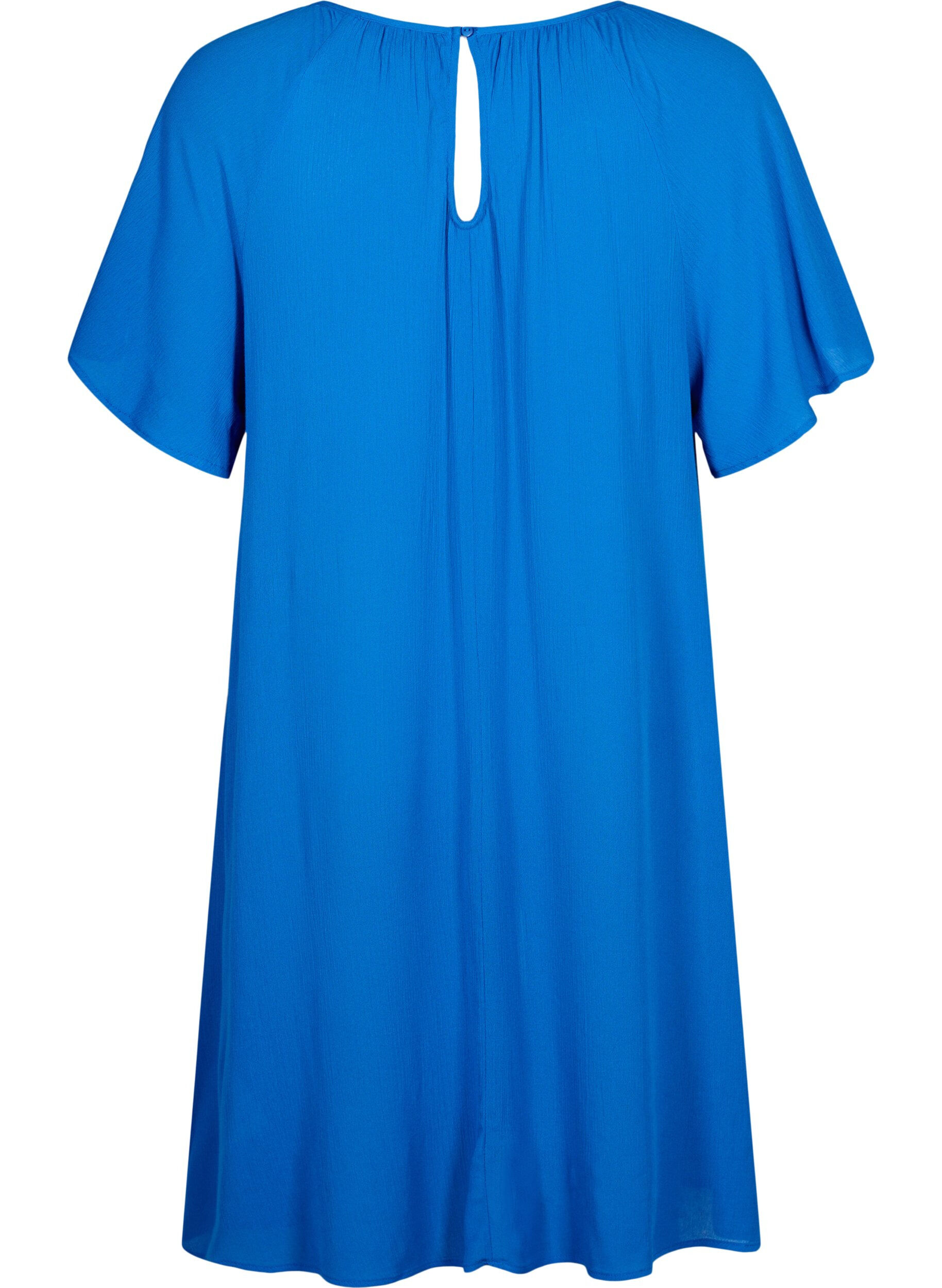 Zizzi Robe en viscose &agrave; manches courtes, Victoria blue, Packshot image number 1