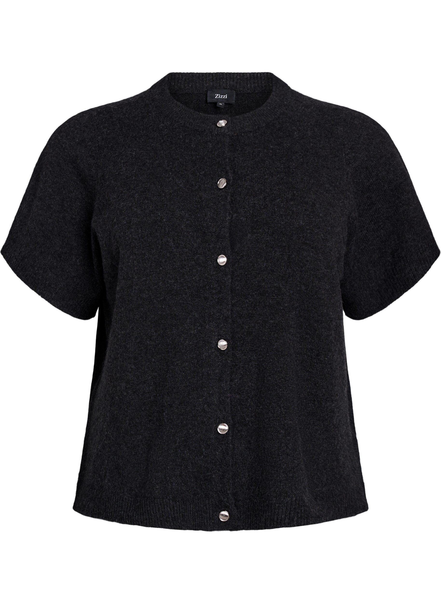 ZizziGebreide kleding vest met korte mouwen, Grijs, Packshot image number 0